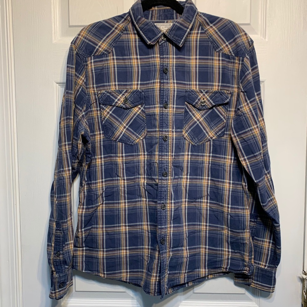 Converse One Star Button Down Shirt Medium Plaid Western Cotton Grunge Western